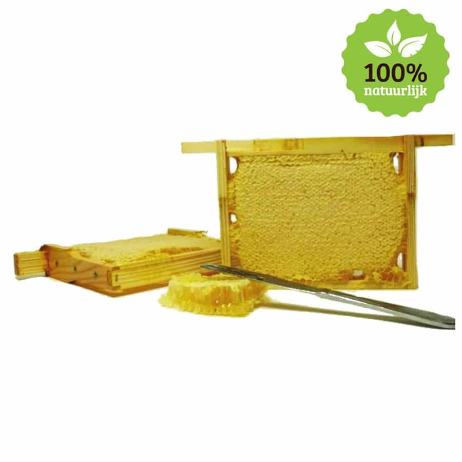 Echte rauwe honing in origineel houten raampje- Lekkerhoning.nl