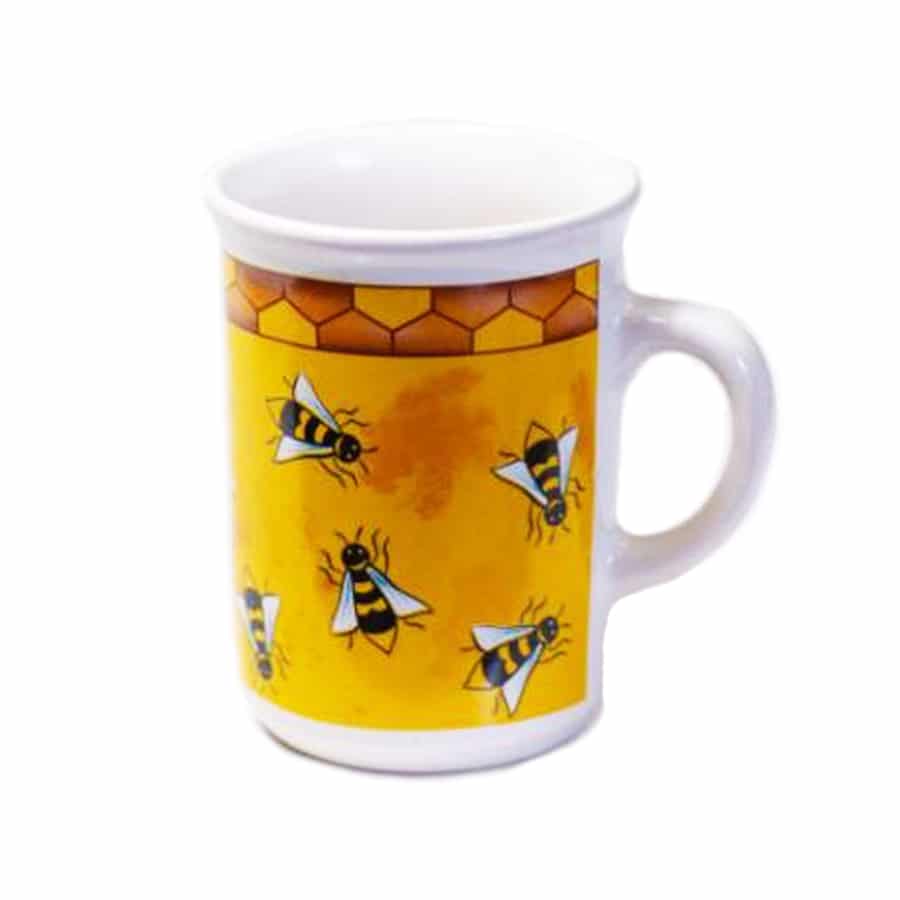 Gele mok met bijenopdruk- Lekkerhoning.nl