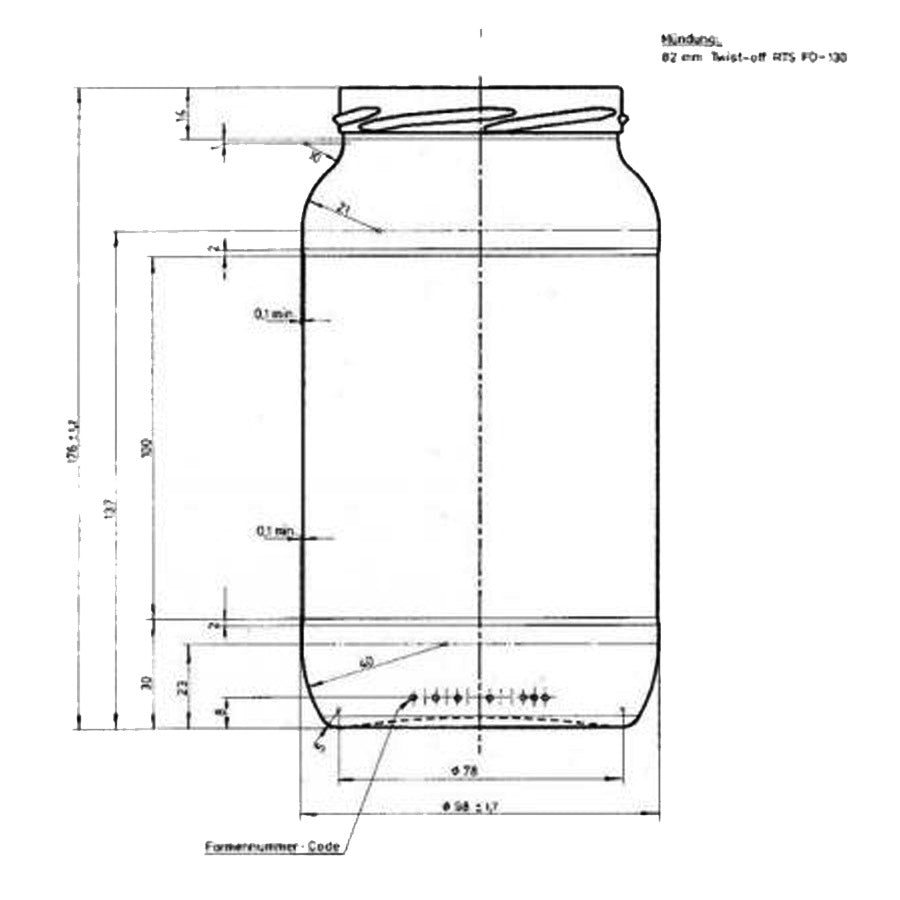 Glazen pot rond 1062 ml - per tray van 12 stuks- Lekkerhoning.nl