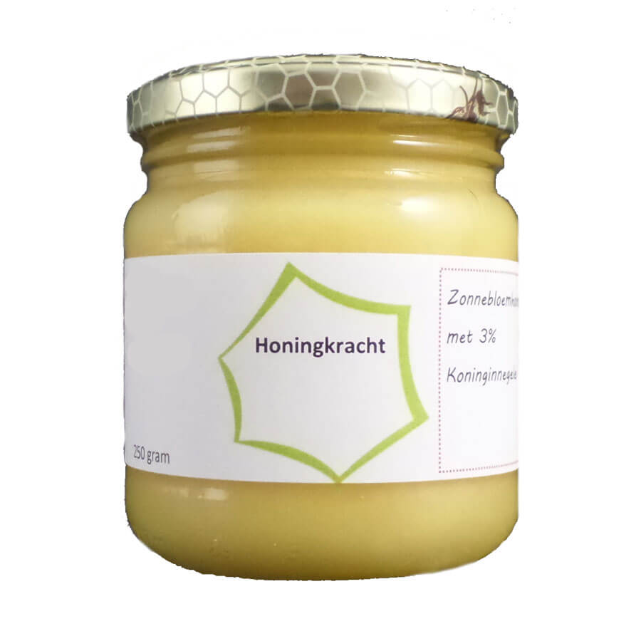 Honingkracht – Zonnebloemhoning met Royal Jelly (250 gram)- Lekkerhoning.nl