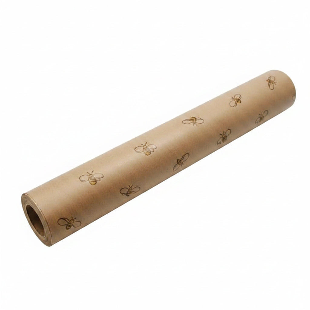Inpakpapier met bijen rol 25 meter- Lekkerhoning.nl