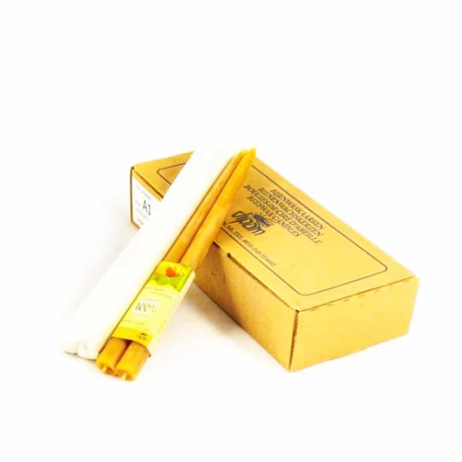 Kleine dinerkaars van prachtige 100% natuurzuivere bijenwas - heerlijk honingachtig geur - www.lekkerhoning.nl