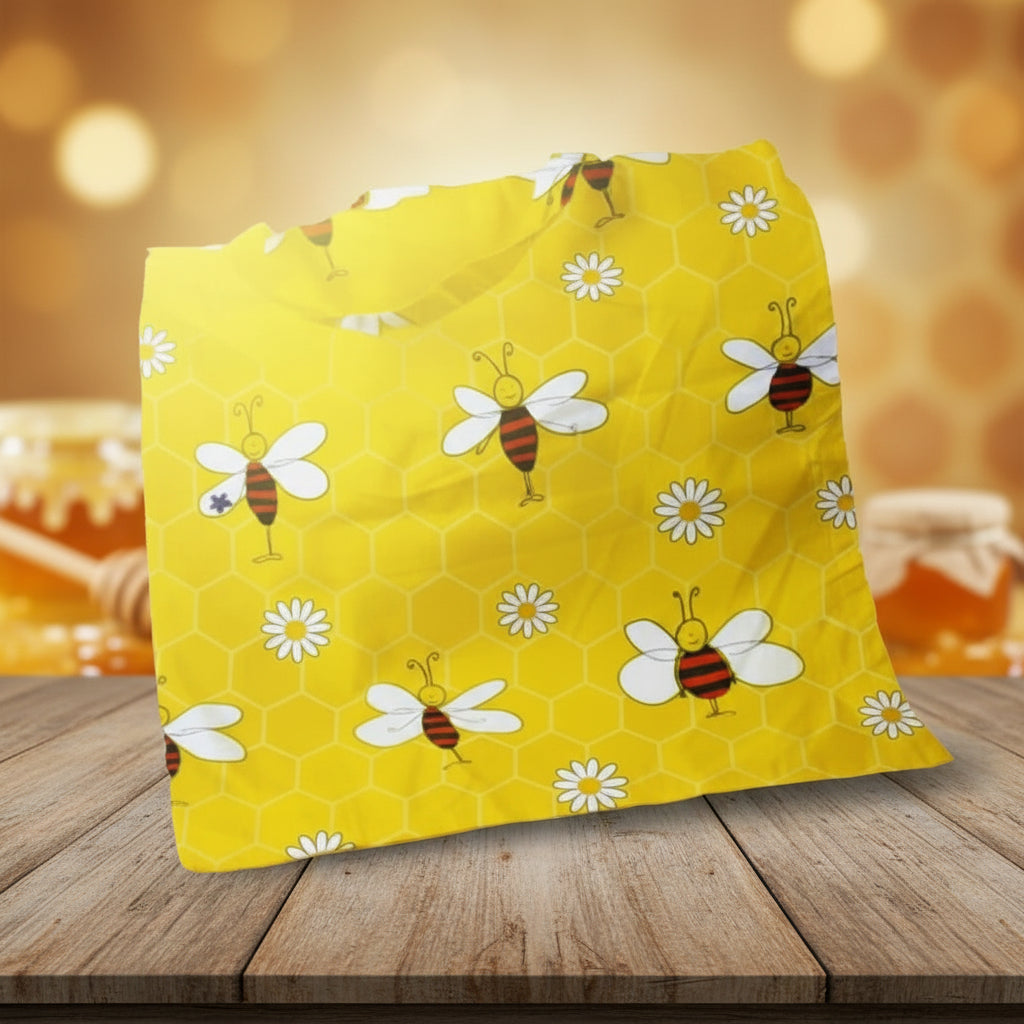 Linnen draagtas met bijen- Lekkerhoning.nl
