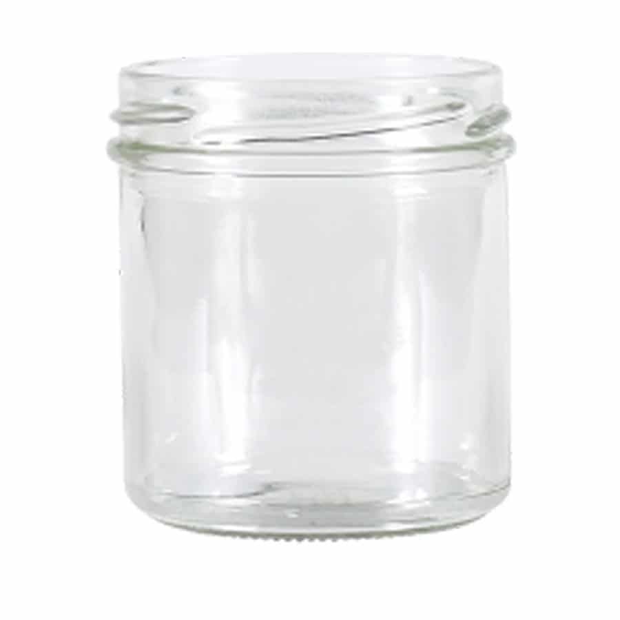 Glazen pot rond 405 ml met plastic deksel - per tray van 12 stuks
