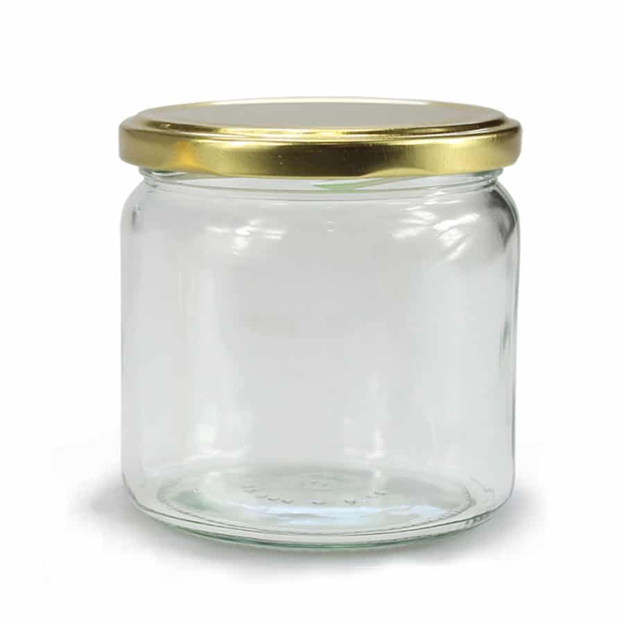 Glazen pot rond 385 ml - per tray van 12 stuks