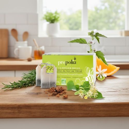 Avondthee met propolis en lindebloesem kruidenthee- Lekkerhoning.nl