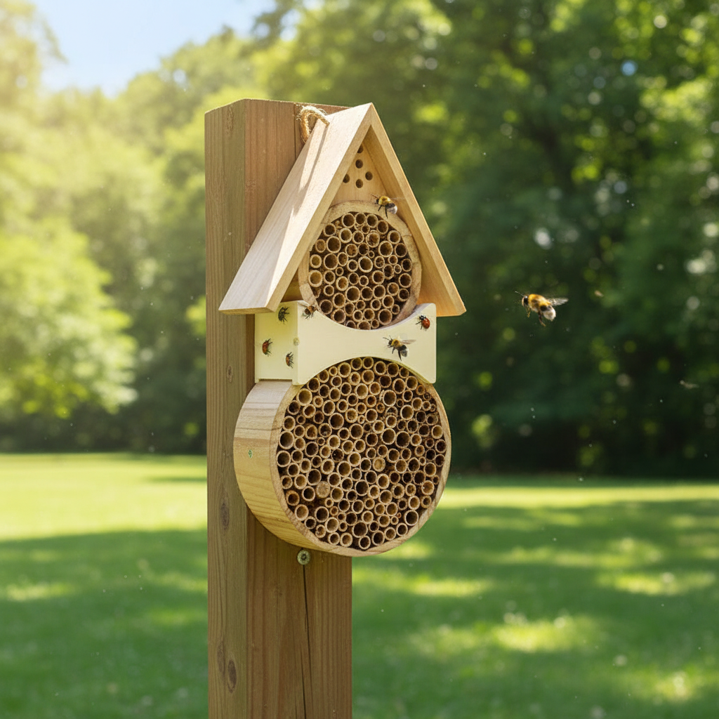 Bijen- en Insectenhotel Emma - Natuurlijk Nestelplaats voor Wilde Bijen- Lekkerhoning.nl