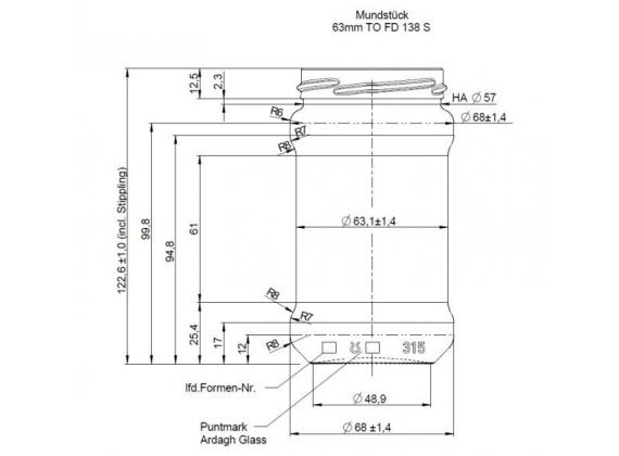 Glazen Bobine 315 ml - per tray van 20 stuks- Lekkerhoning.nl