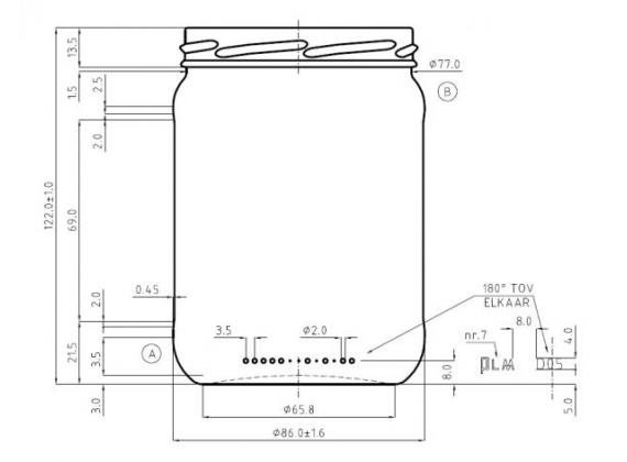 Glazen pot rond 555 ml - per tray van 12 stuks- Lekkerhoning.nl
