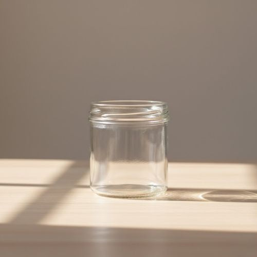 Glazen pot rond 405 ml met plastic deksel - per tray van 12 stuks
