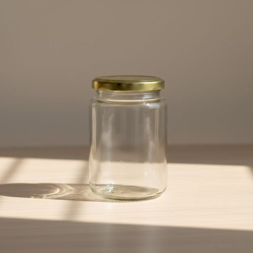 Glazen pot rond 555 ml - per tray van 12 stuks
