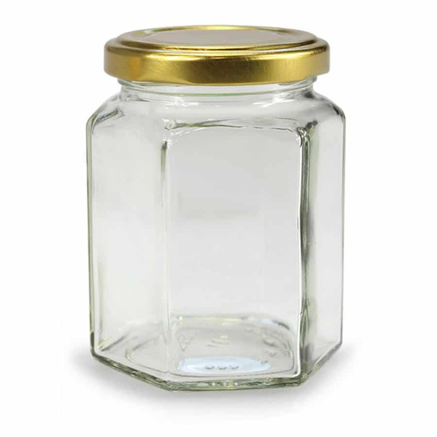 Hexagonale pot 278 ml - per tray van 20 stuks- Lekkerhoning.nl