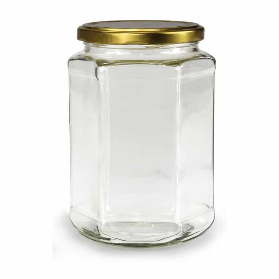 Hexagonale pot 770 ml - per tray van 12 stuks- Lekkerhoning.nl