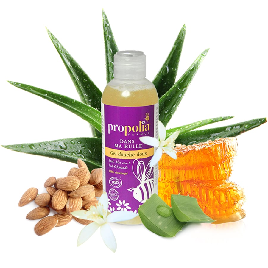 Milde douchegel met honing, aloë vera en amandelmelk- Lekkerhoning.nl