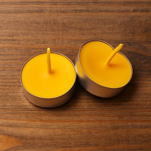 waxinelichtjes van bijenwas in aluminium cups 7 stuks