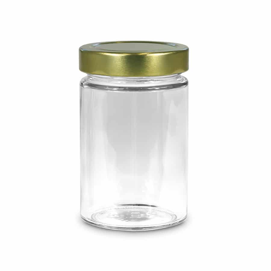 boycot Vergelijkbaar streep Glazen pot rond 335 ml - per tray van 20 stuks - Premium kopen? -  Lekkerhoning.nl